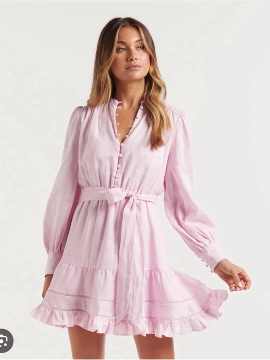 Ever New Dresses & Skirts - Ever New Pink Linen Ruffle Tie-Waist Dress